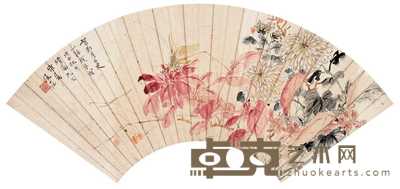 张大壮 1948年作 菊花草虫 镜心 18×51cm